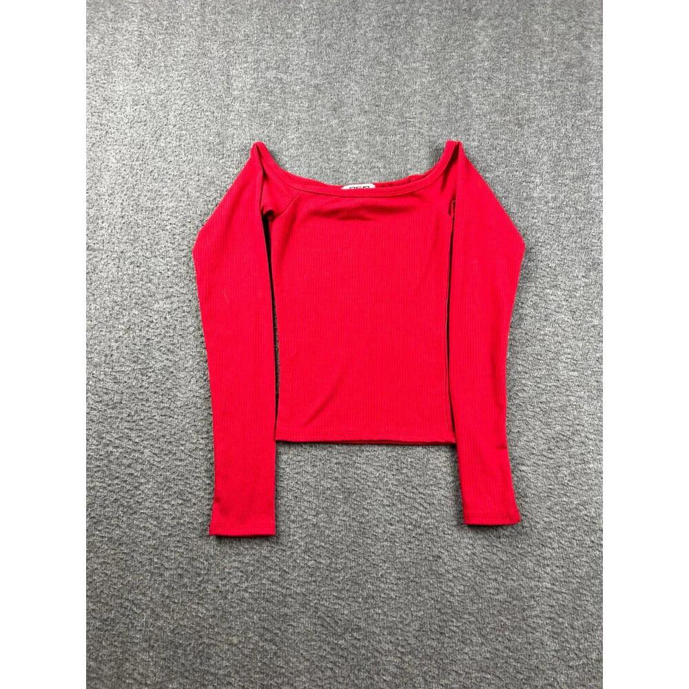 RSQ Red Long Sleeve Ribbed Top Extra Extra Small